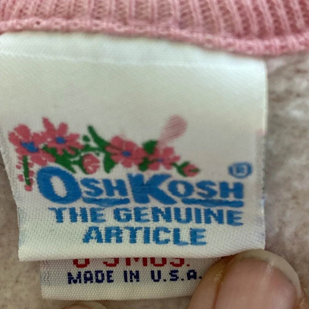 Vintage OshKosh B'Gosh Baby Easter Bunny‎ Romper Size 6-9 Months Pink Bubble USA